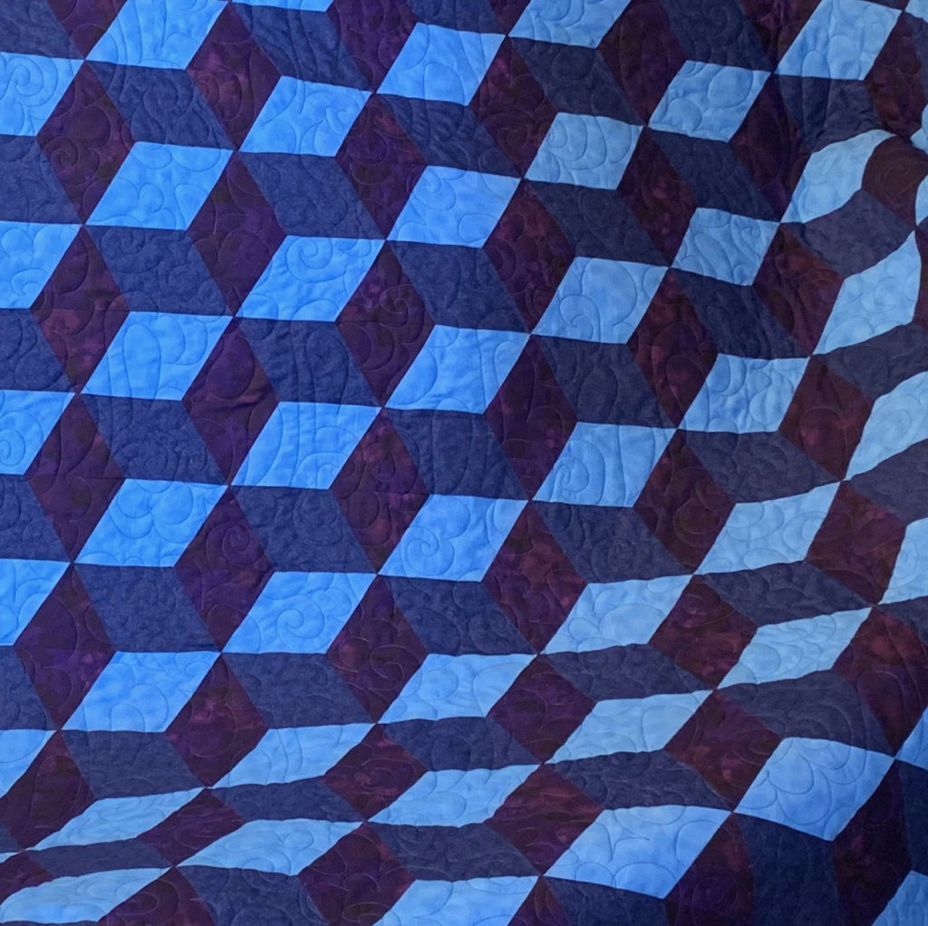 Blue Tumbling Blocks Quilt